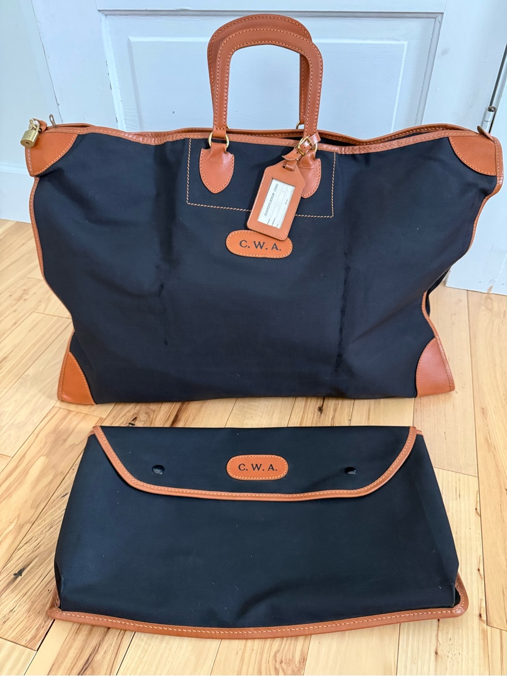 Vintage T. Anthony duffel/tote bag monogrammed CWA